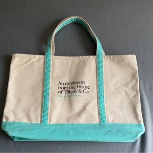 Tiffany & Co. Vision & Virtuosity Large Tote Bag Beige Blue Contrast Trim